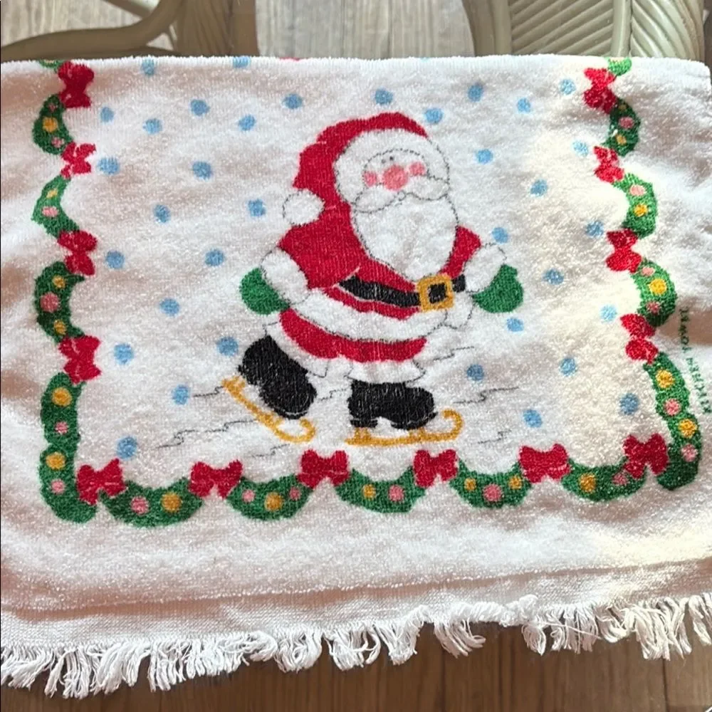 Festive Holiday Towels with Christmas Tree and Santa Design